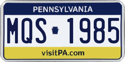 PA license plate MQS1985