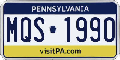 PA license plate MQS1990