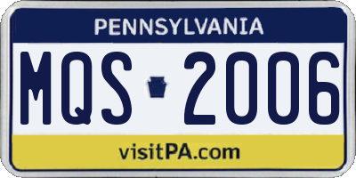 PA license plate MQS2006