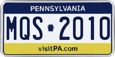 PA license plate MQS2010