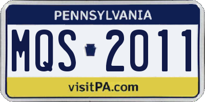 PA license plate MQS2011