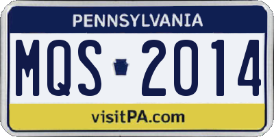 PA license plate MQS2014