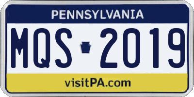 PA license plate MQS2019