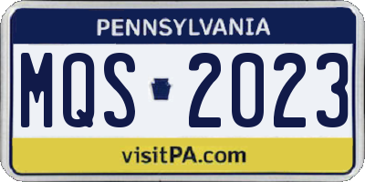 PA license plate MQS2023
