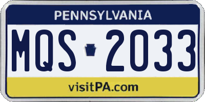 PA license plate MQS2033