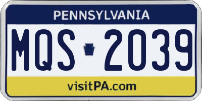 PA license plate MQS2039