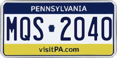 PA license plate MQS2040