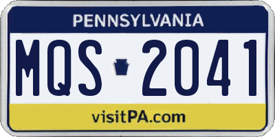 PA license plate MQS2041