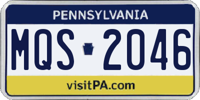 PA license plate MQS2046