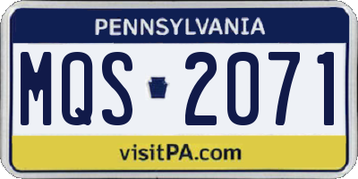 PA license plate MQS2071