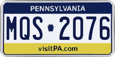 PA license plate MQS2076