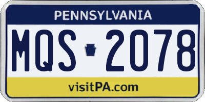 PA license plate MQS2078