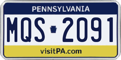 PA license plate MQS2091