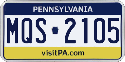 PA license plate MQS2105