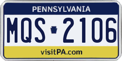 PA license plate MQS2106