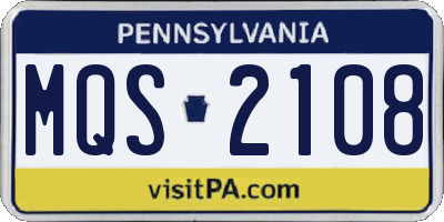 PA license plate MQS2108