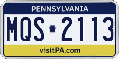 PA license plate MQS2113