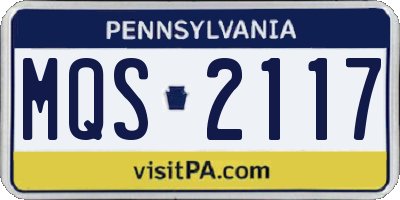 PA license plate MQS2117