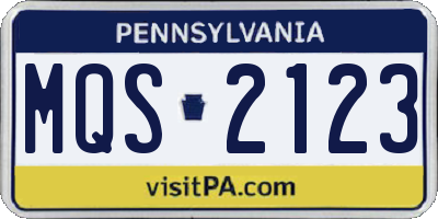 PA license plate MQS2123