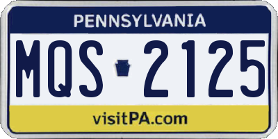 PA license plate MQS2125