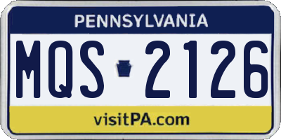 PA license plate MQS2126