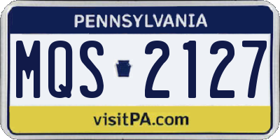 PA license plate MQS2127