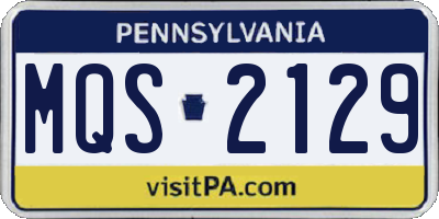 PA license plate MQS2129