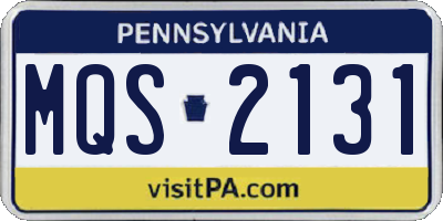 PA license plate MQS2131