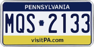 PA license plate MQS2133