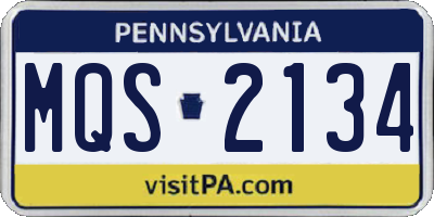PA license plate MQS2134