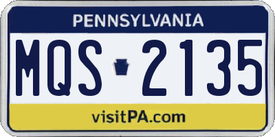 PA license plate MQS2135