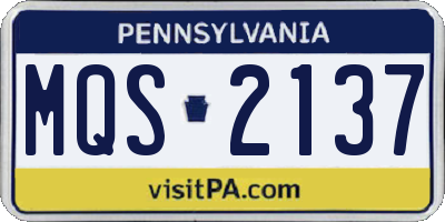 PA license plate MQS2137