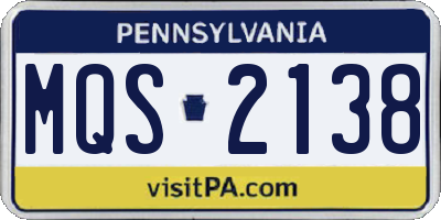 PA license plate MQS2138