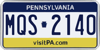 PA license plate MQS2140
