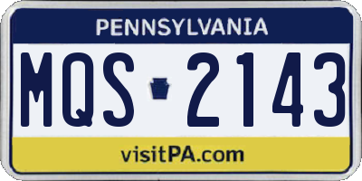 PA license plate MQS2143