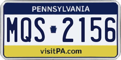 PA license plate MQS2156