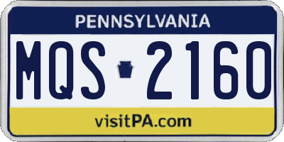 PA license plate MQS2160