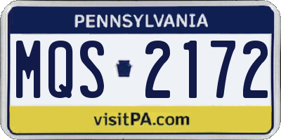 PA license plate MQS2172
