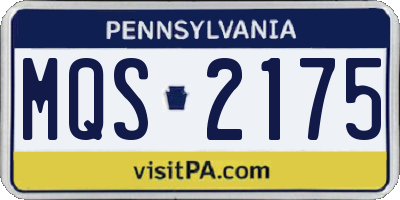 PA license plate MQS2175