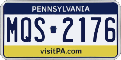 PA license plate MQS2176