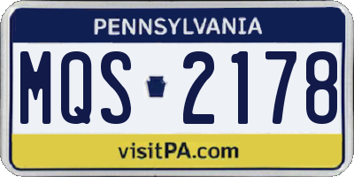 PA license plate MQS2178