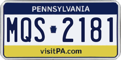 PA license plate MQS2181