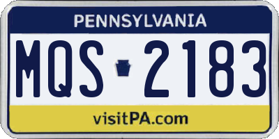 PA license plate MQS2183