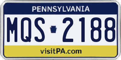 PA license plate MQS2188