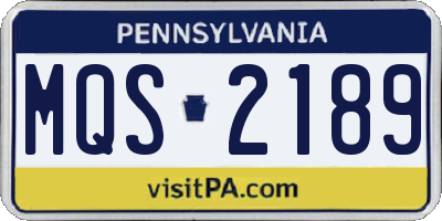 PA license plate MQS2189