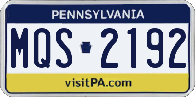 PA license plate MQS2192