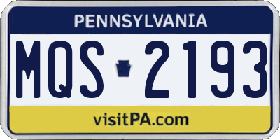 PA license plate MQS2193