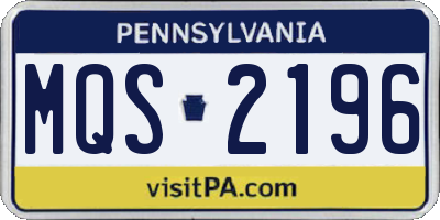 PA license plate MQS2196