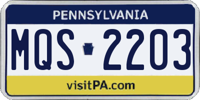 PA license plate MQS2203