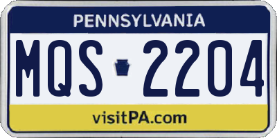 PA license plate MQS2204